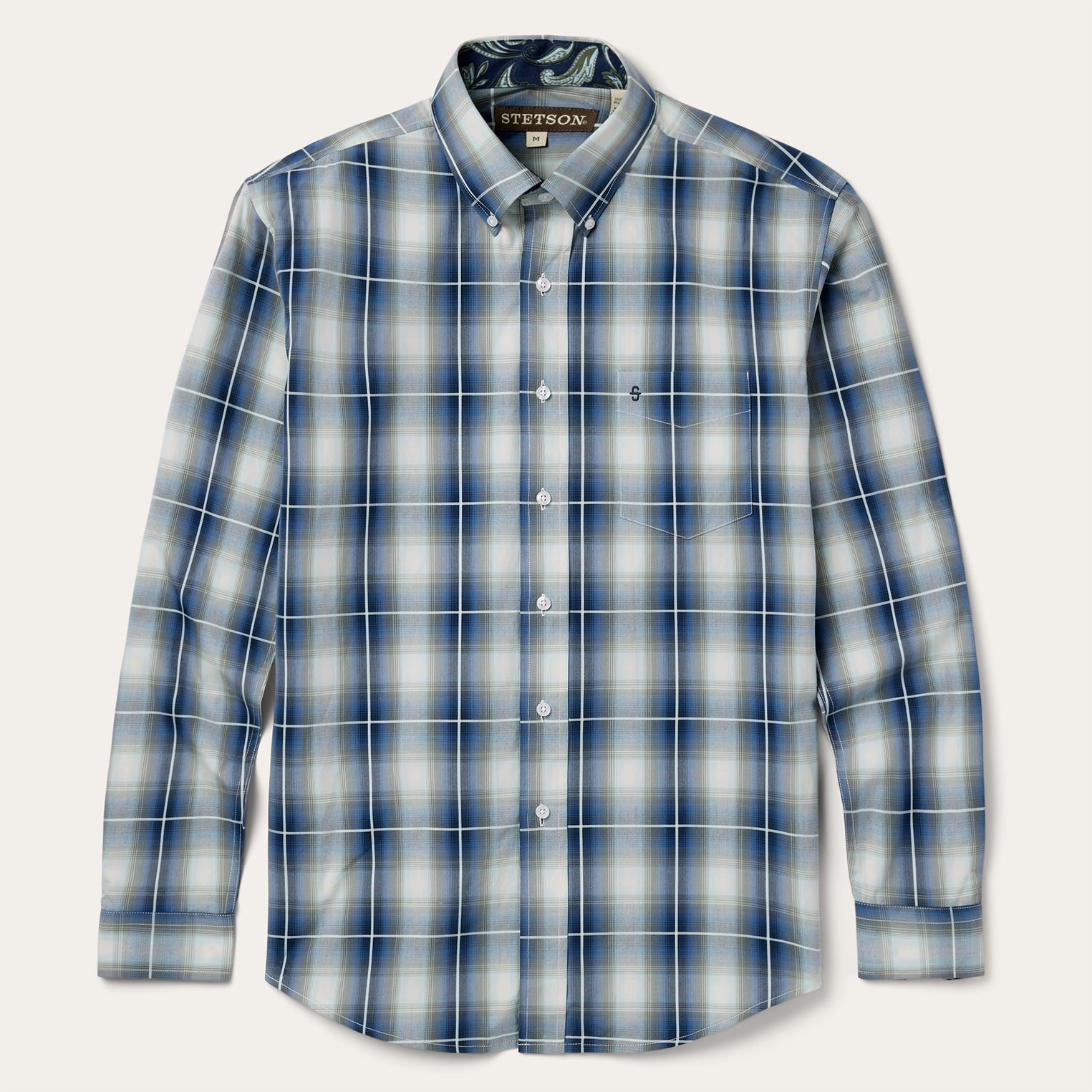 Crystal Plaid Button Down Shirt Blue