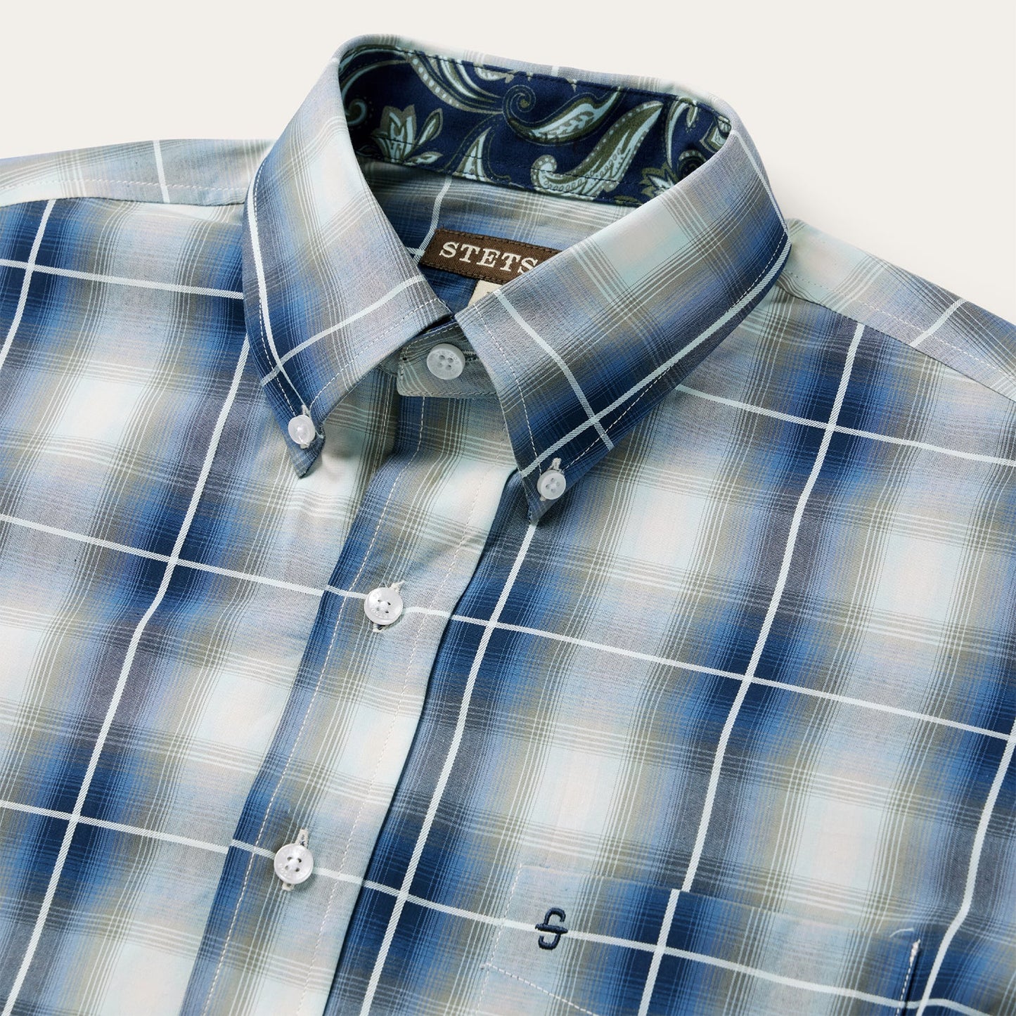 Crystal Plaid Button Down Shirt Blue