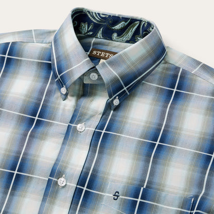 Crystal Plaid Button Down Shirt Blue