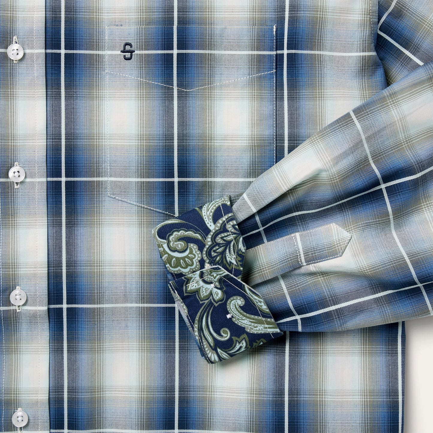Crystal Plaid Button Down Shirt Blue