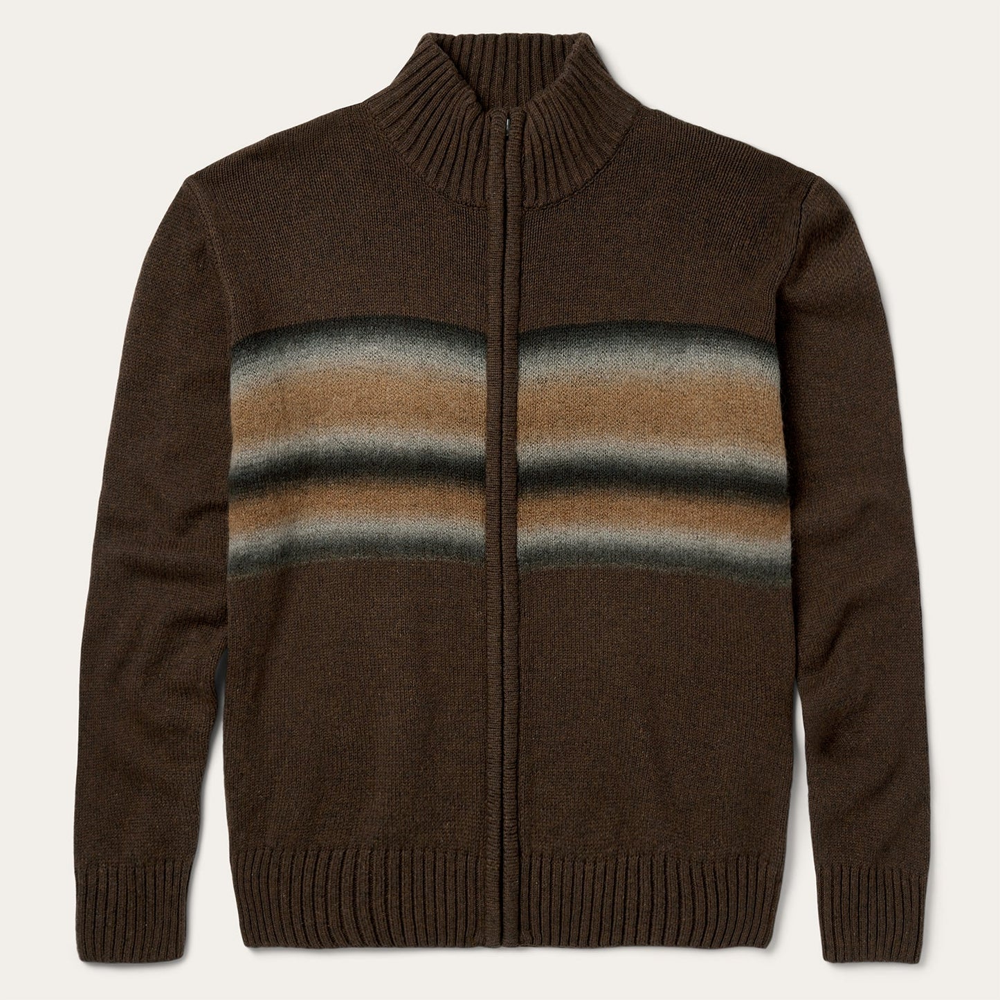 Ombre Border Stripe Cardigan Brown