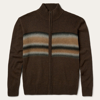 Ombre Border Stripe Cardigan Brown