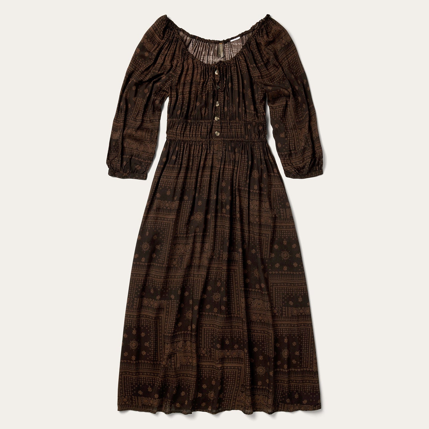 Patchwork Bandana Print Dress Brown