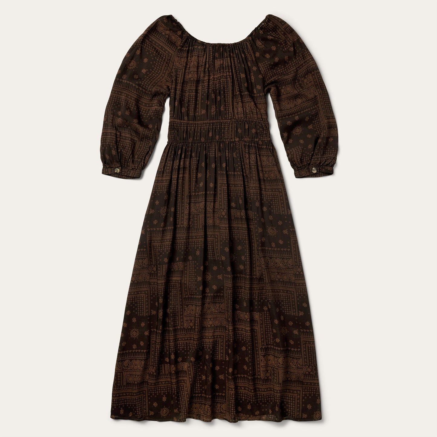 Patchwork Bandana Print Dress Brown