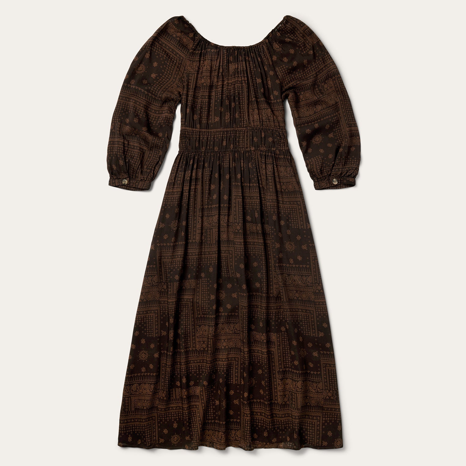 Patchwork Bandana Print Dress Brown