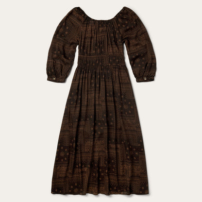 Patchwork Bandana Print Dress Brown