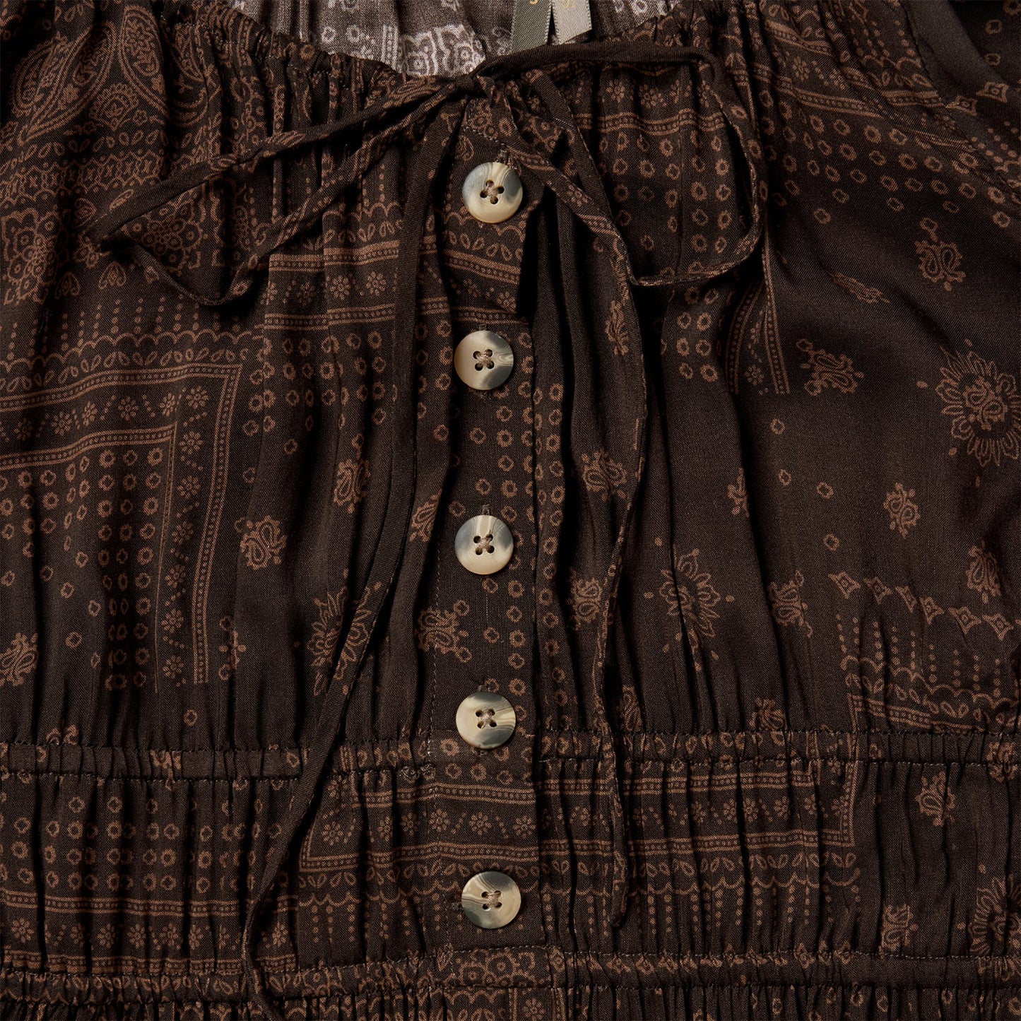 Patchwork Bandana Print Dress Brown