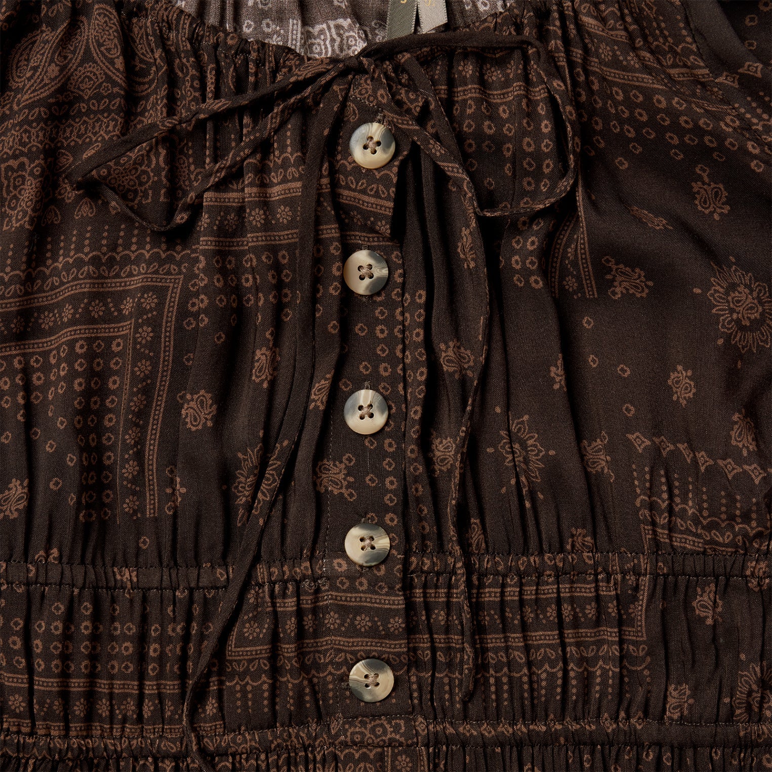 Patchwork Bandana Print Dress Brown