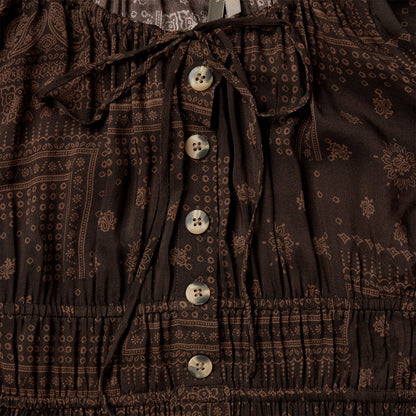 Patchwork Bandana Print Dress Brown