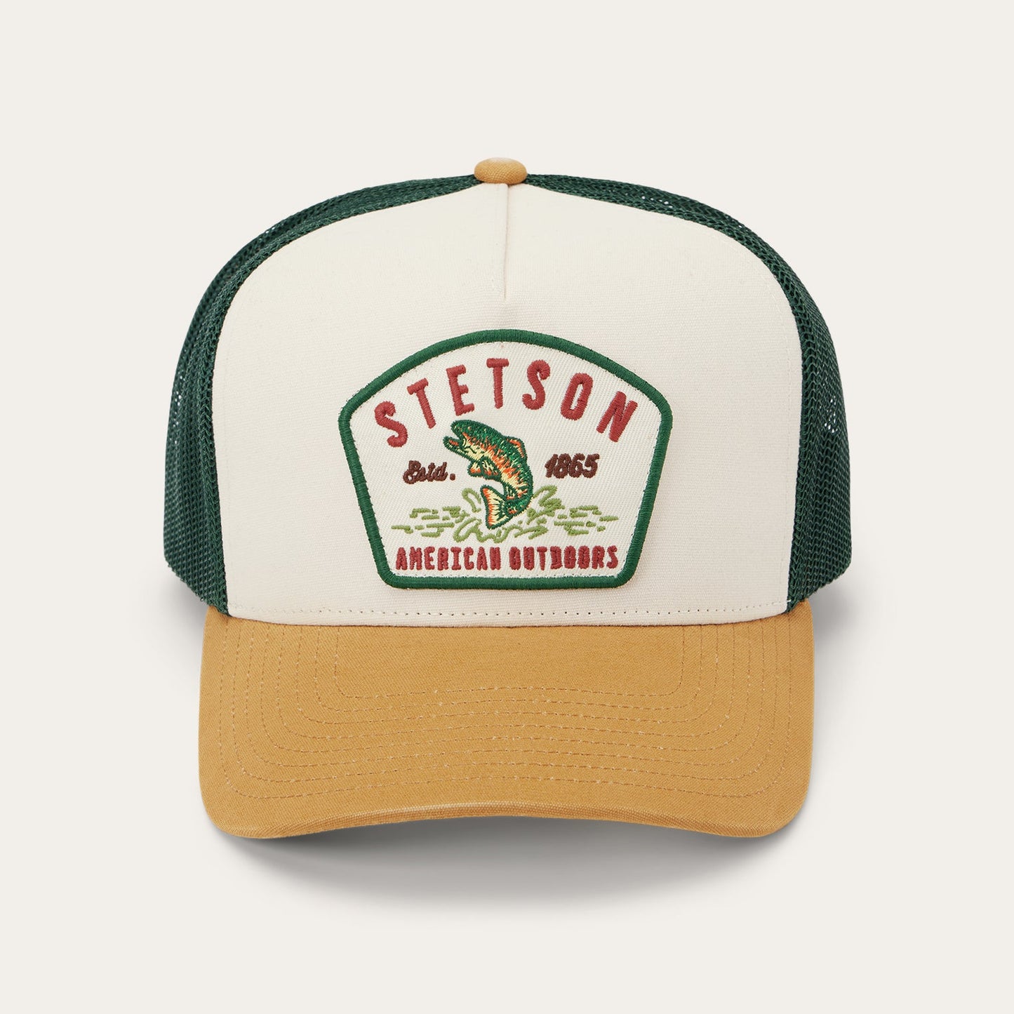 Fishing Patch Trucker Cap Off White / Tan / Green