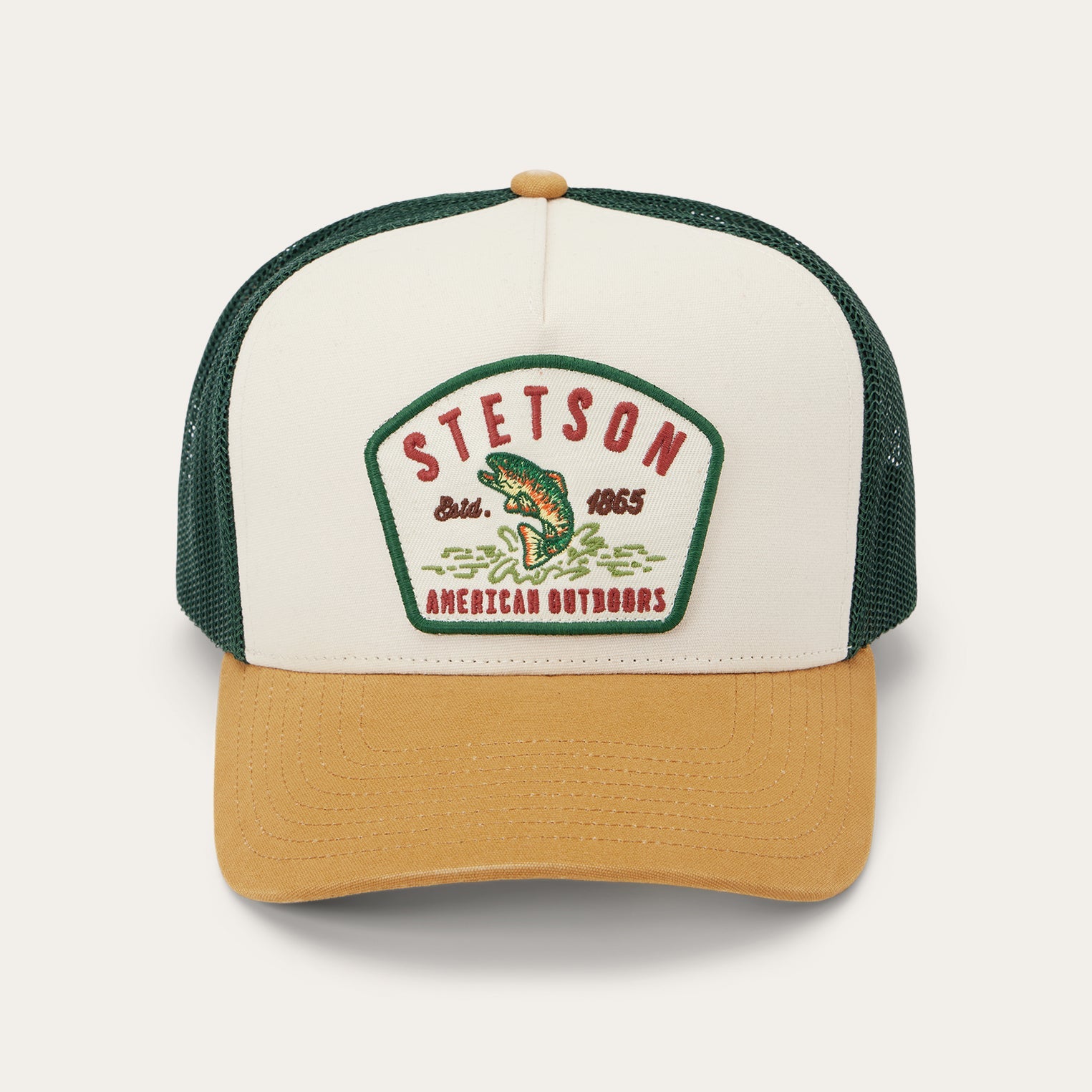 Fishing Patch Trucker Cap Off White / Tan / Green