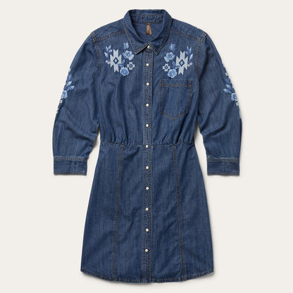 Dark Blue Denim Shirt Dress Blue