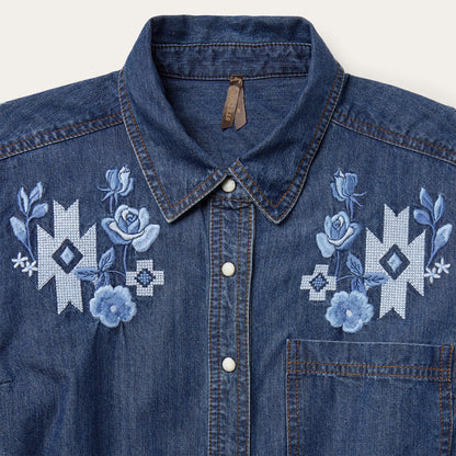 Dark Blue Denim Shirt Dress Blue