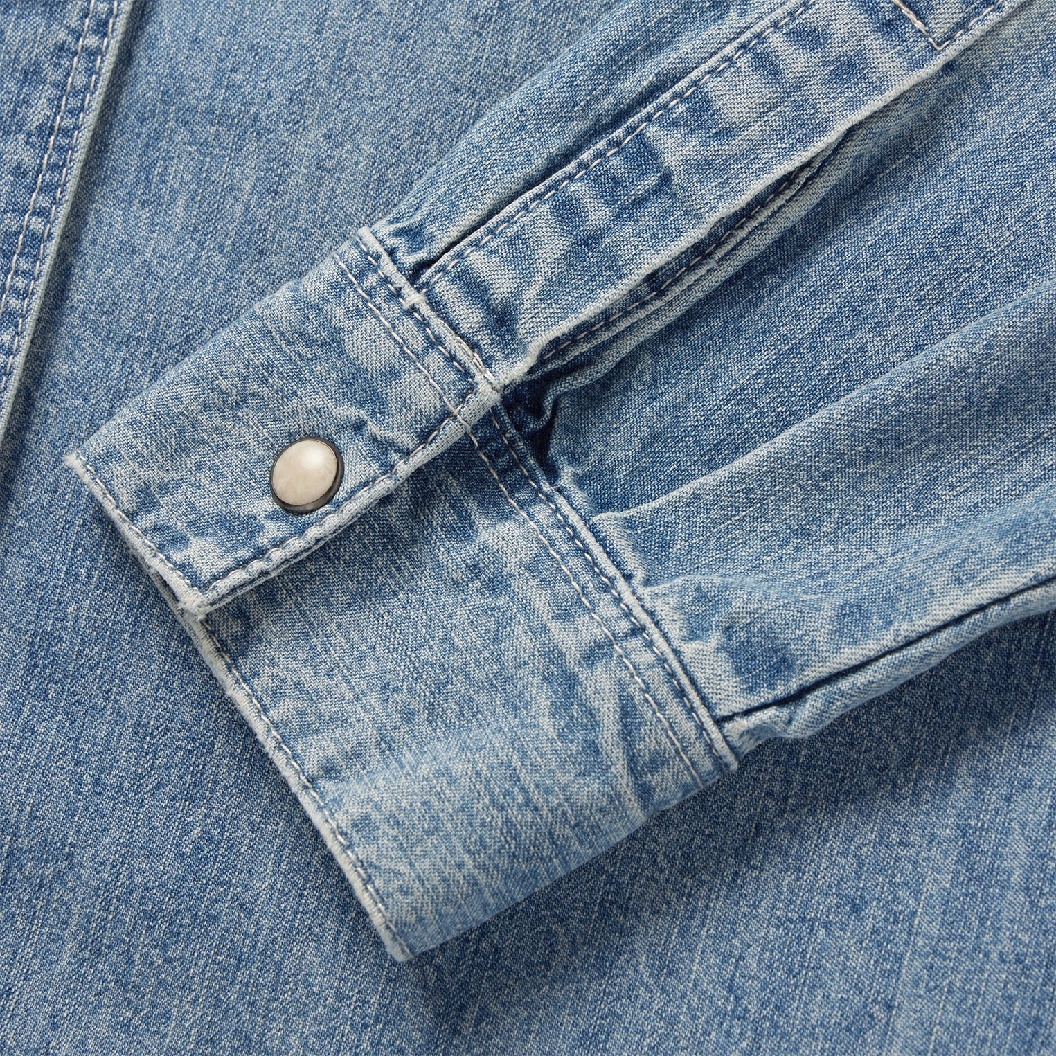 Embroidered Light Denim Shirt Blue