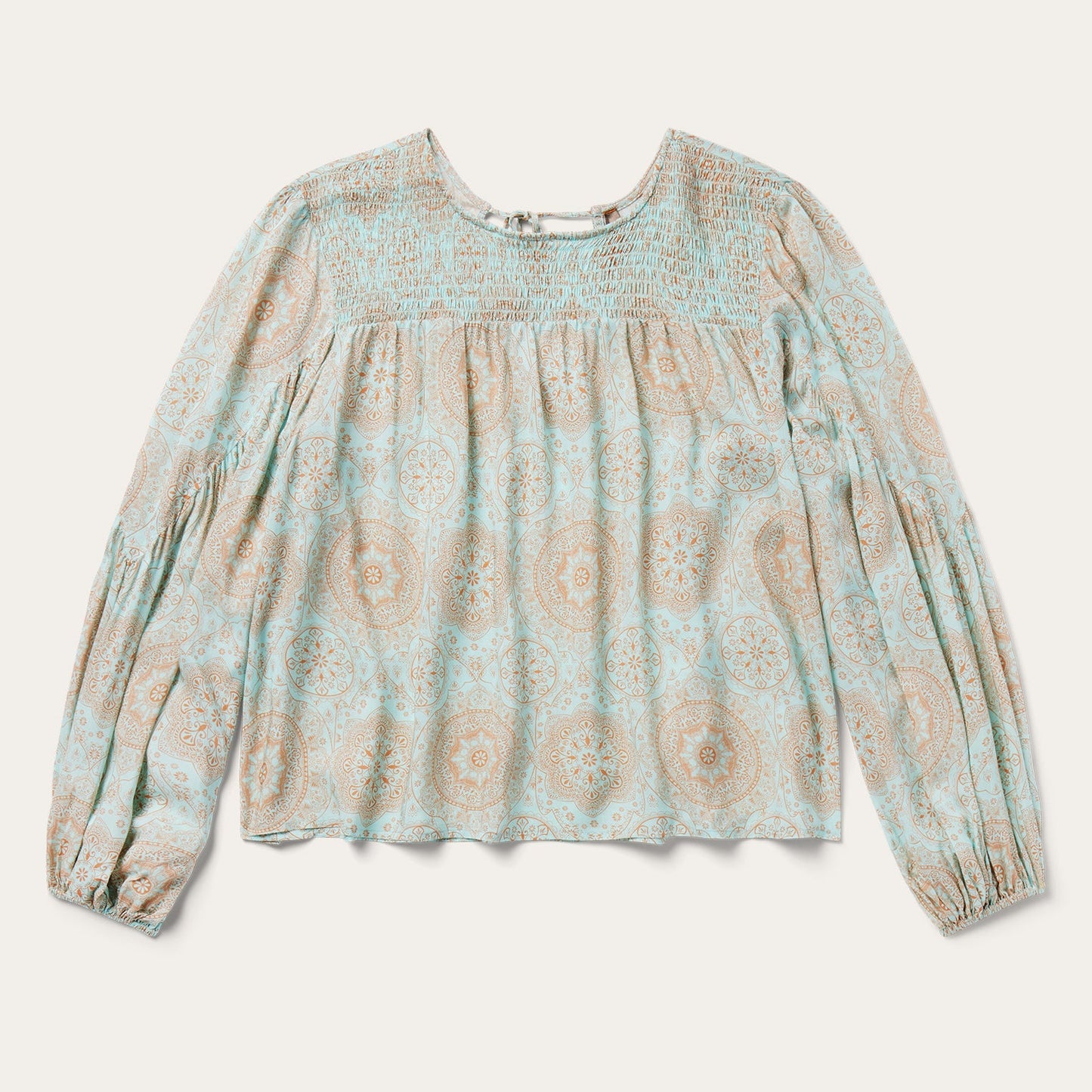 Mandala Print Peasant Blouse Blue