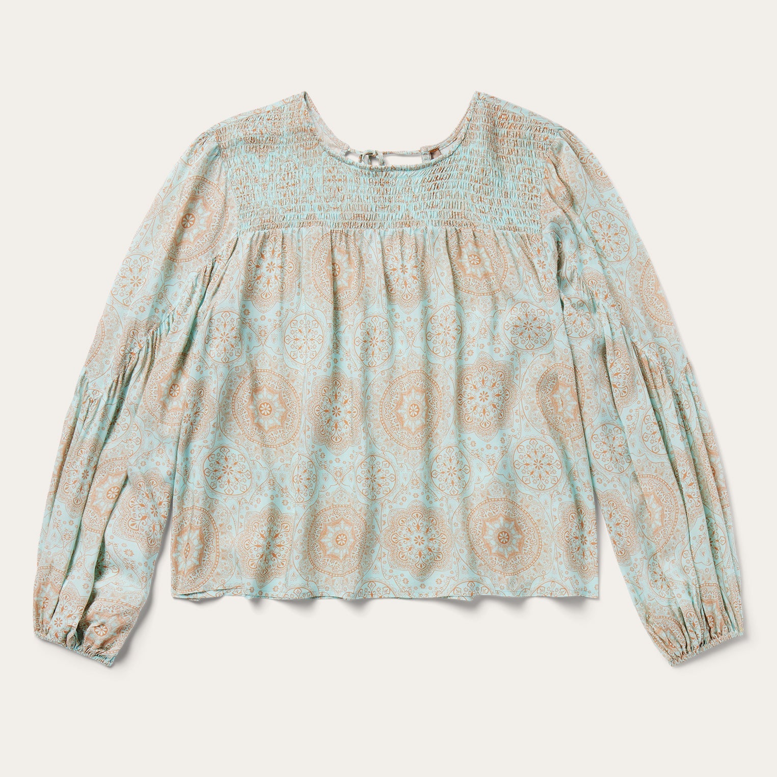 Mandala Print Peasant Blouse Blue