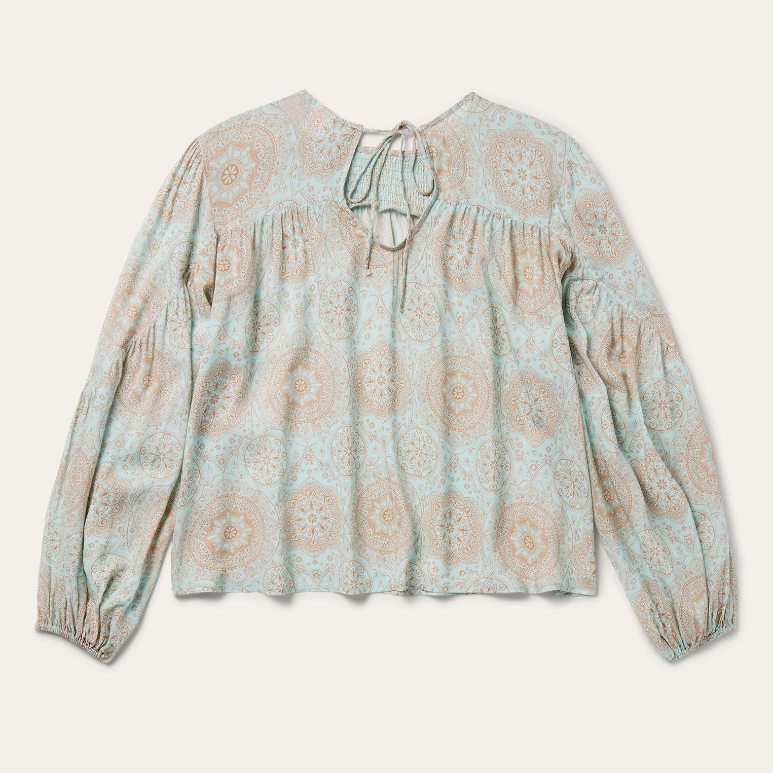 Mandala Print Peasant Blouse Blue