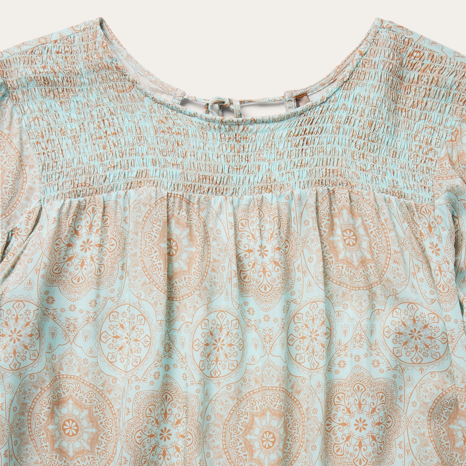 Mandala Print Peasant Blouse Blue