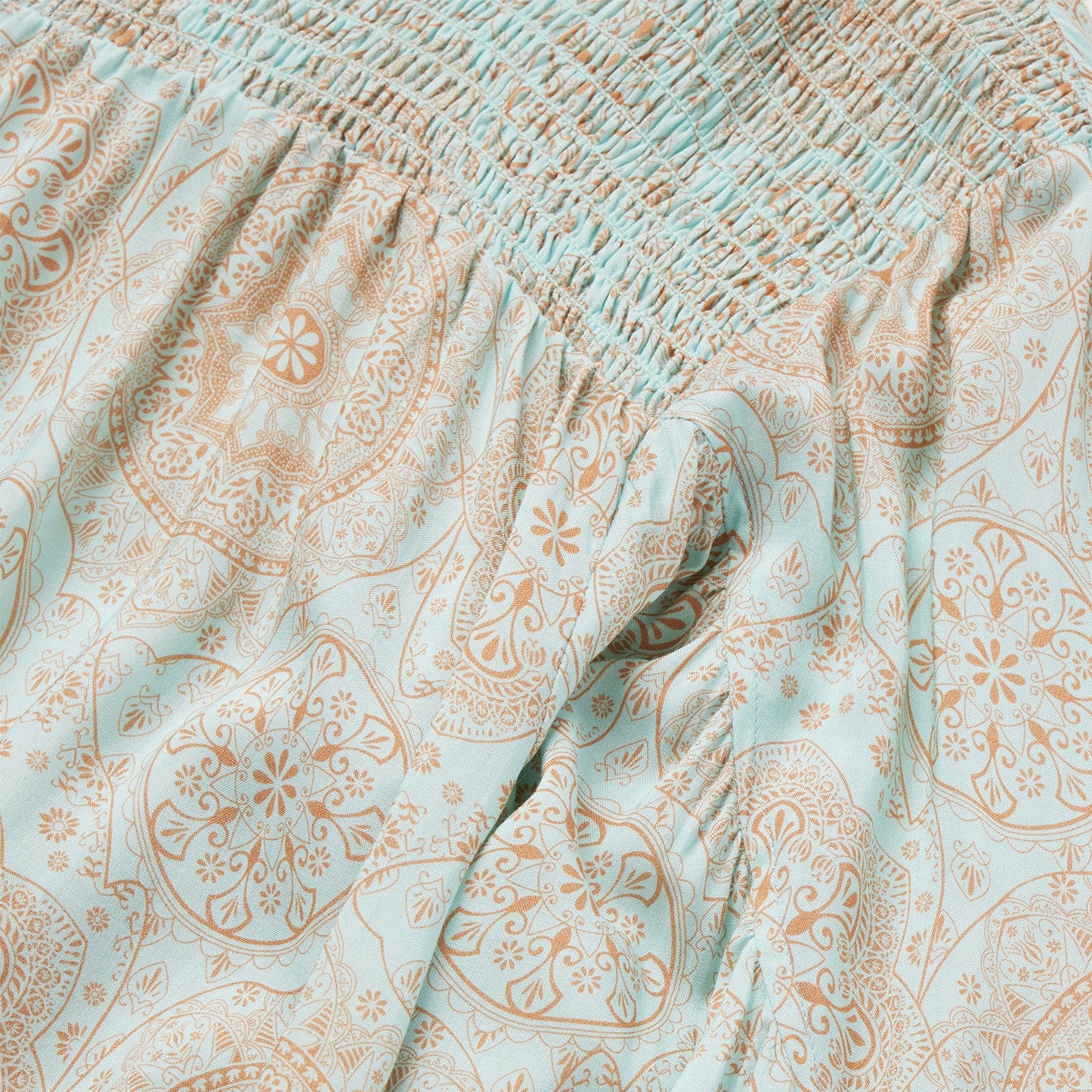 Mandala Print Peasant Blouse Blue