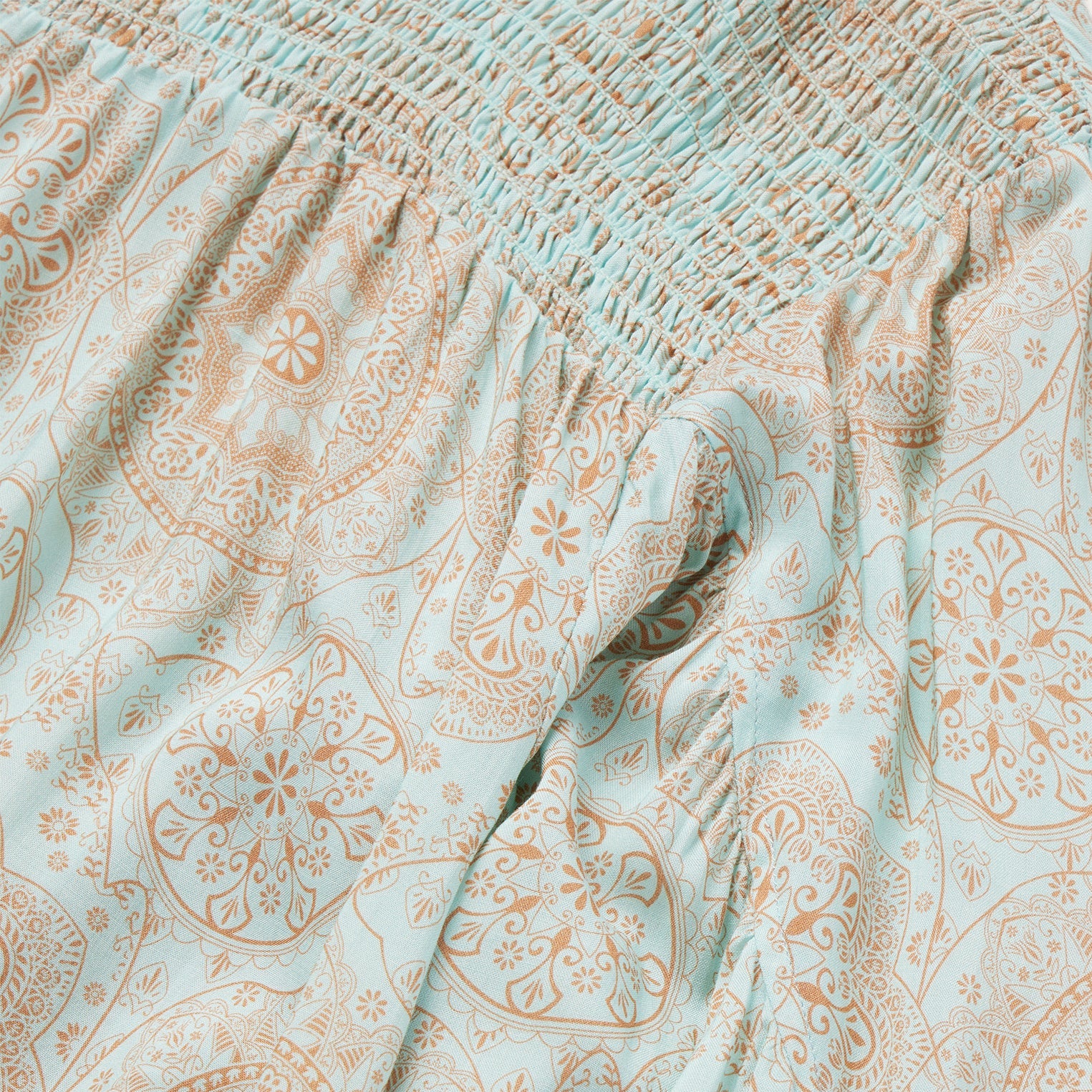 Mandala Print Peasant Blouse Blue