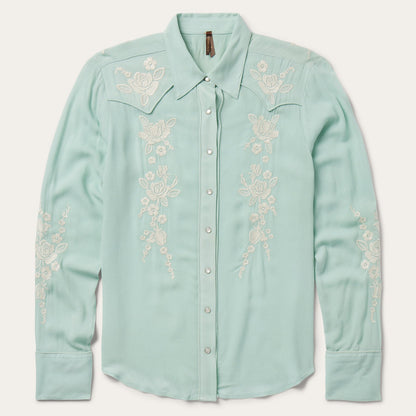 Aqua Crepe Western Shirt Blue