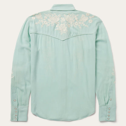 Aqua Crepe Western Shirt Blue