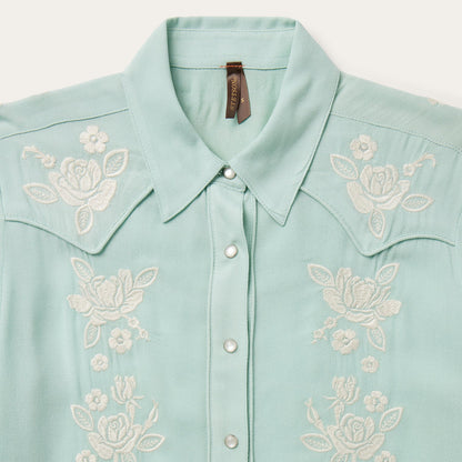 Aqua Crepe Western Shirt Blue