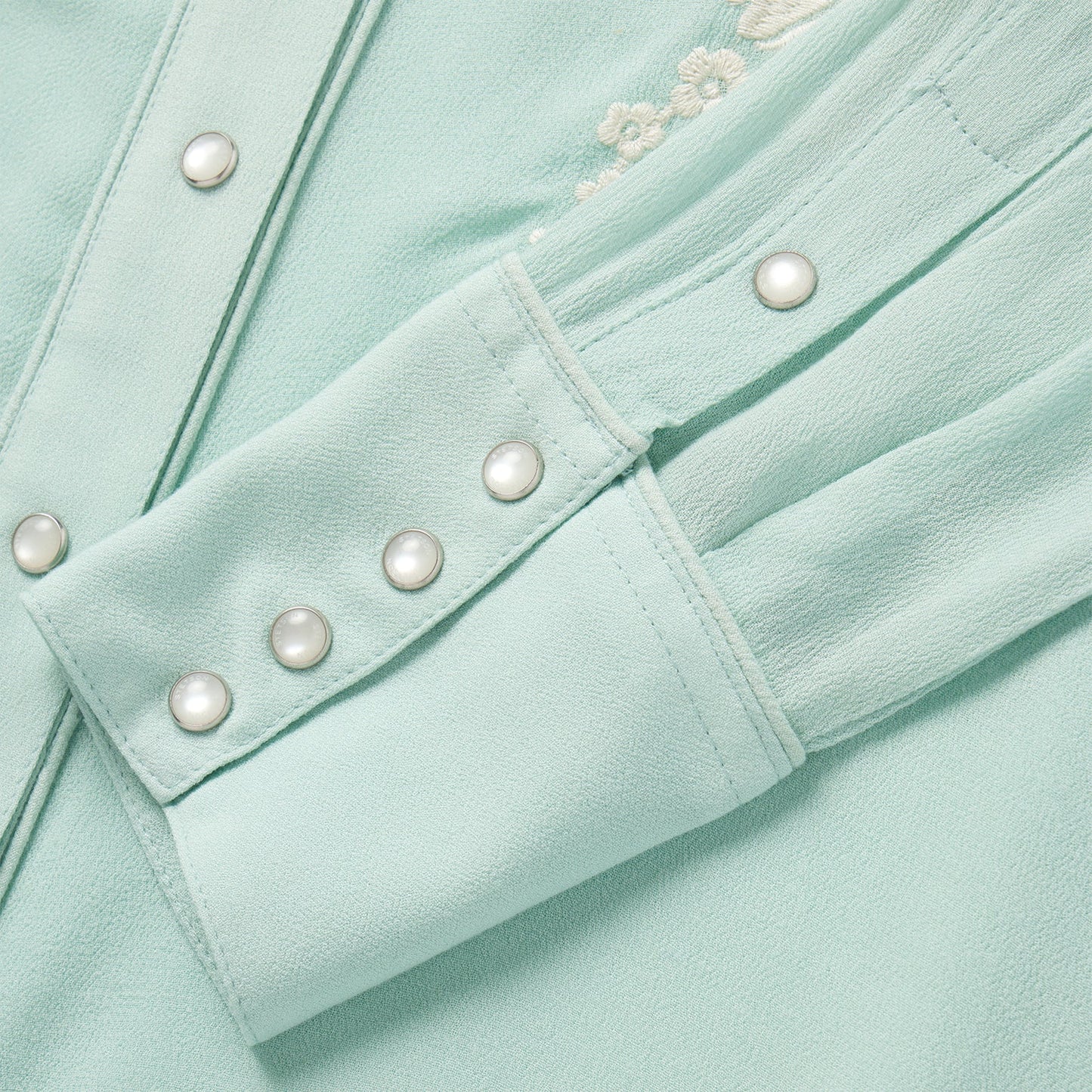 Aqua Crepe Western Shirt Blue