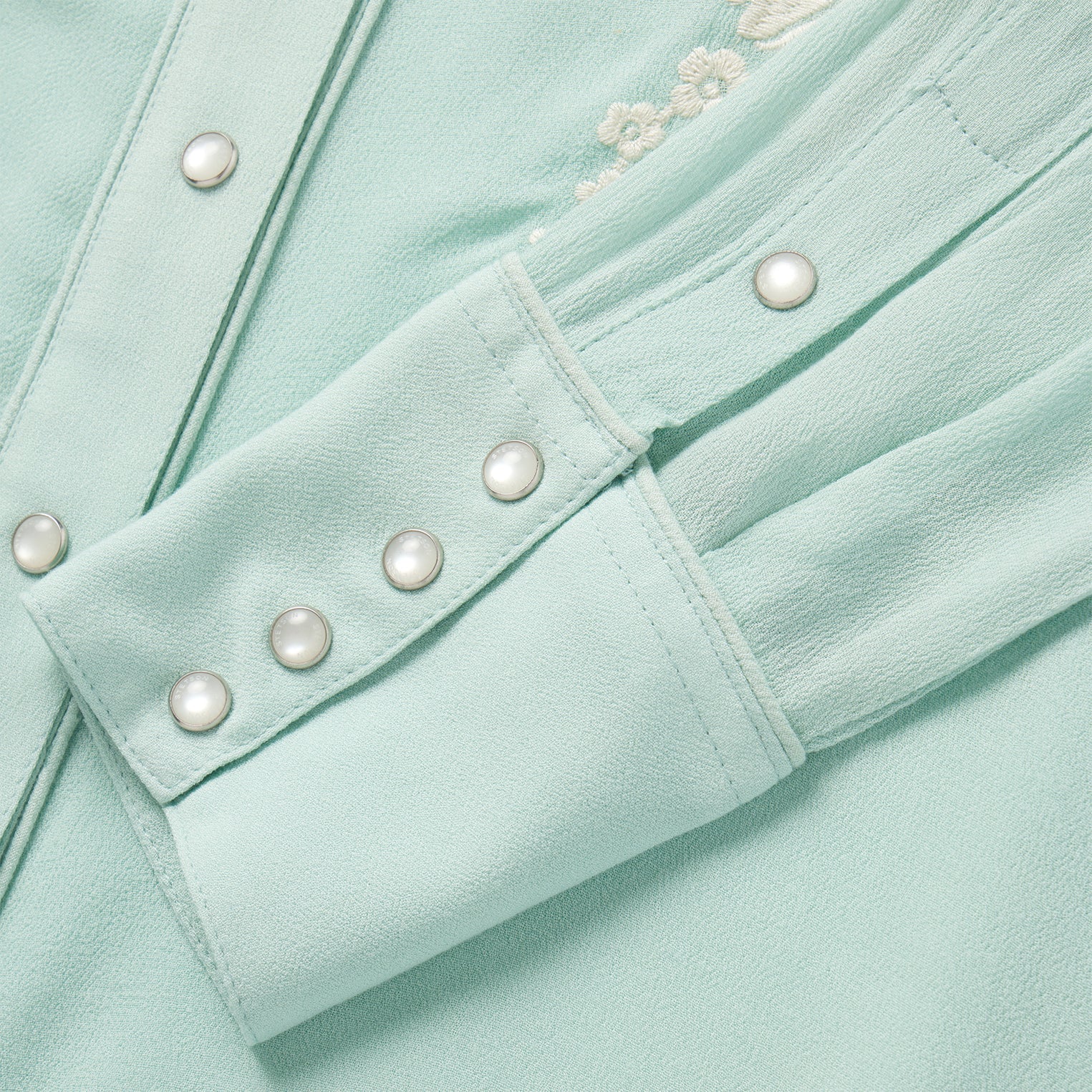 Aqua Crepe Western Shirt Blue