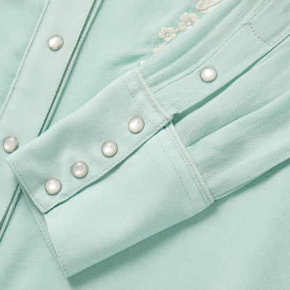 Aqua Crepe Western Shirt Blue