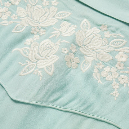 Aqua Crepe Western Shirt Blue