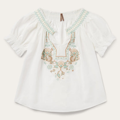 Cotton Voile Peasant Blouse White