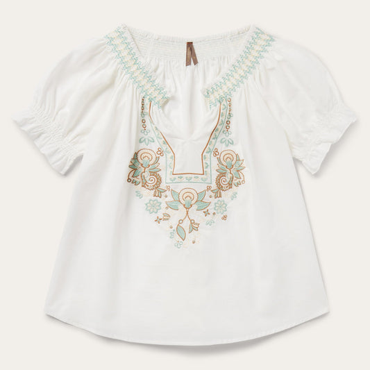 Cotton Voile Peasant Blouse White
