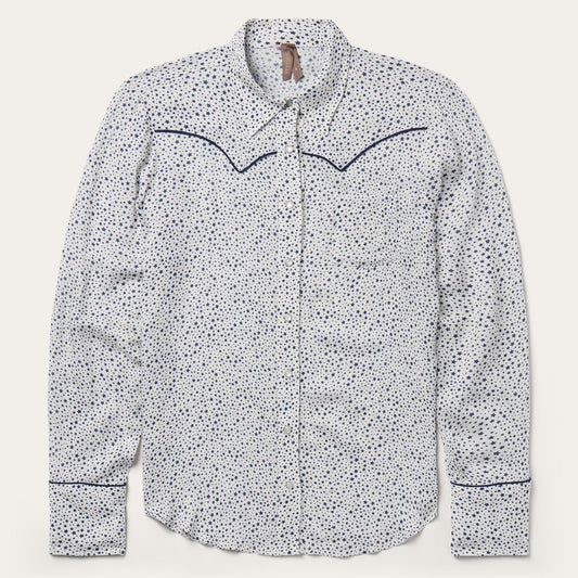 Stars Print Western Shirt White