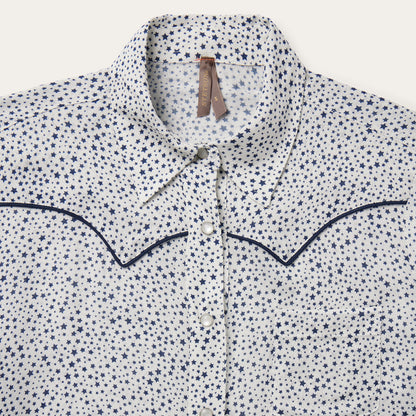 Stars Print Western Shirt White