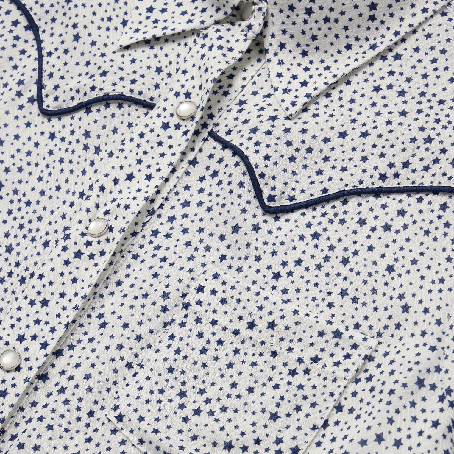 Stars Print Western Shirt White