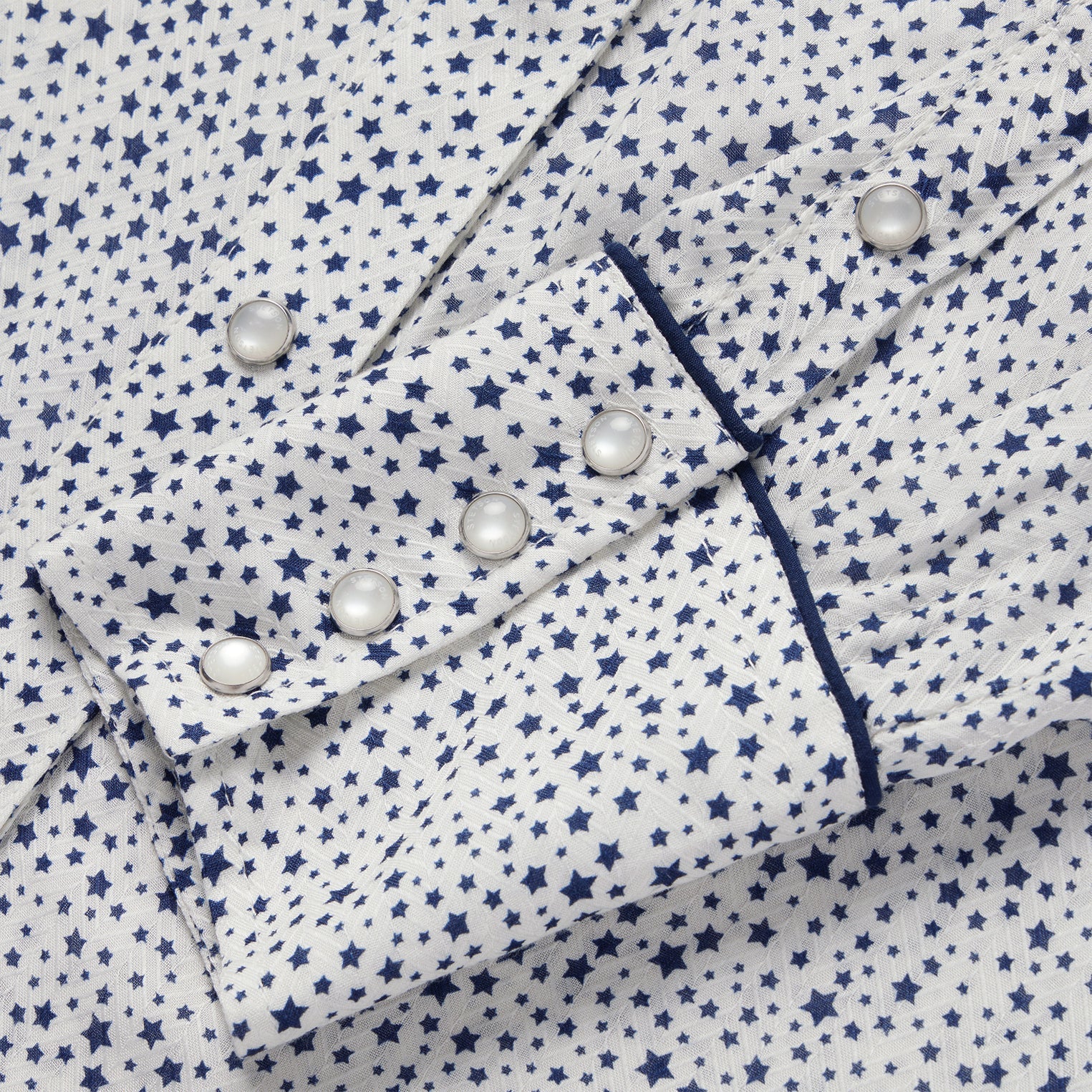 Stars Print Western Shirt White