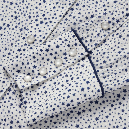 Stars Print Western Shirt White