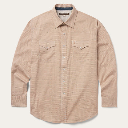Diamond Print Western Shirt Orange