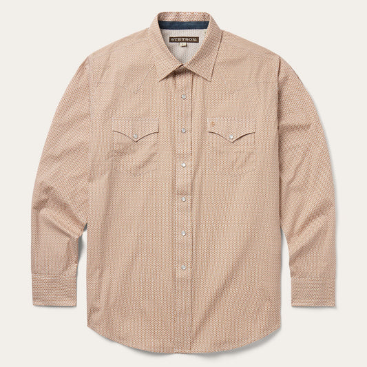 Diamond Print Western Shirt Orange