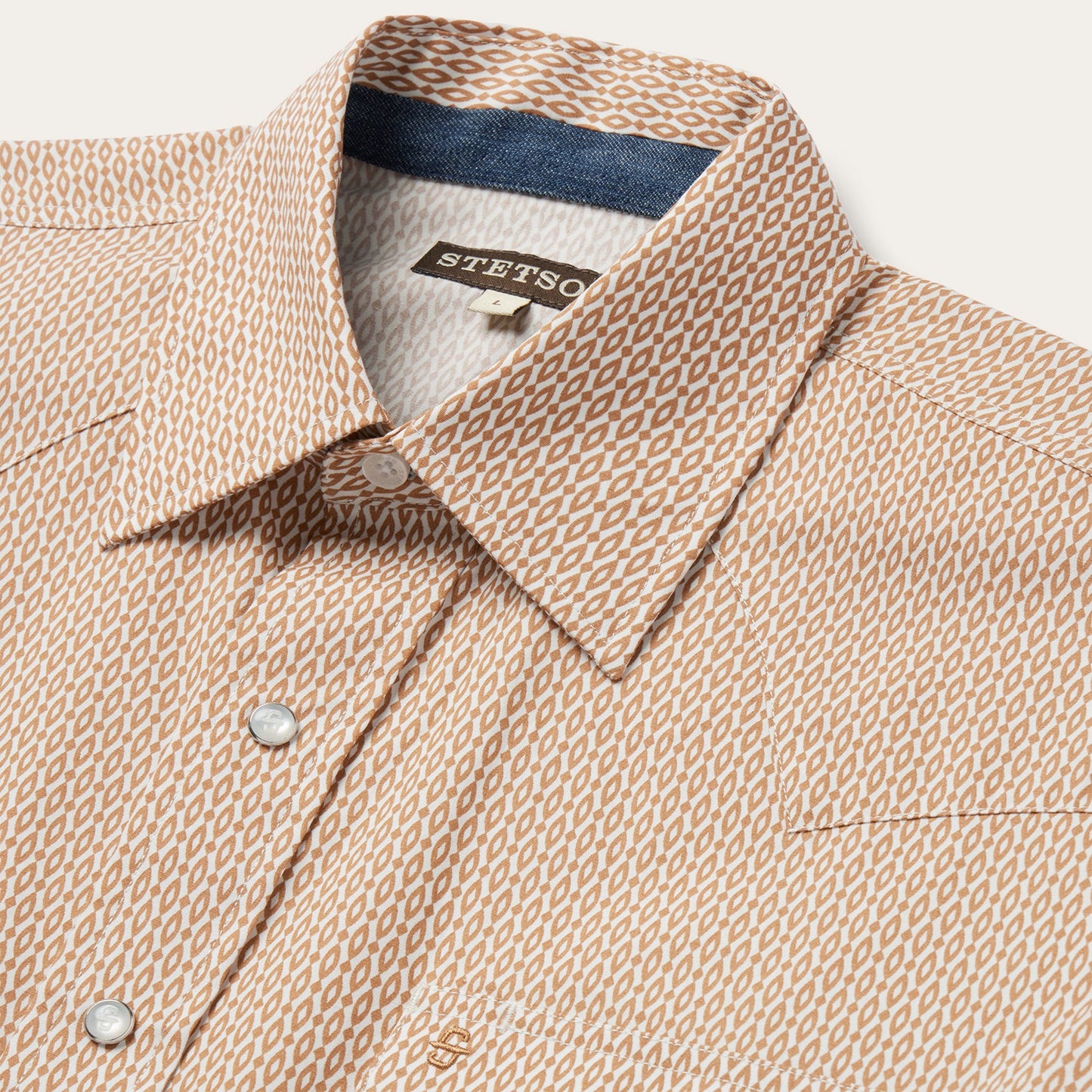 Diamond Print Western Shirt Orange