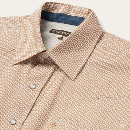 Diamond Print Western Shirt Orange