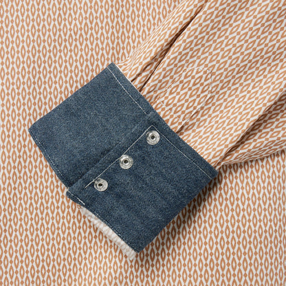 Diamond Print Western Shirt Orange
