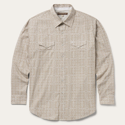 Medallion Print Western Shirt Brown