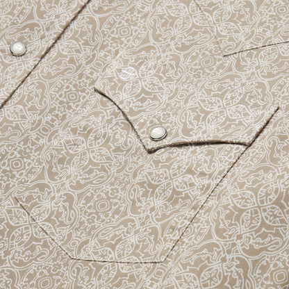 Medallion Print Western Shirt Brown