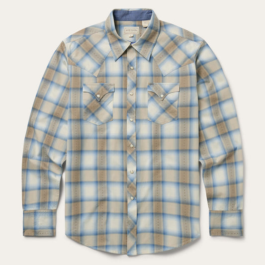 Sand Plaid Dobby Western Shirt Brown
