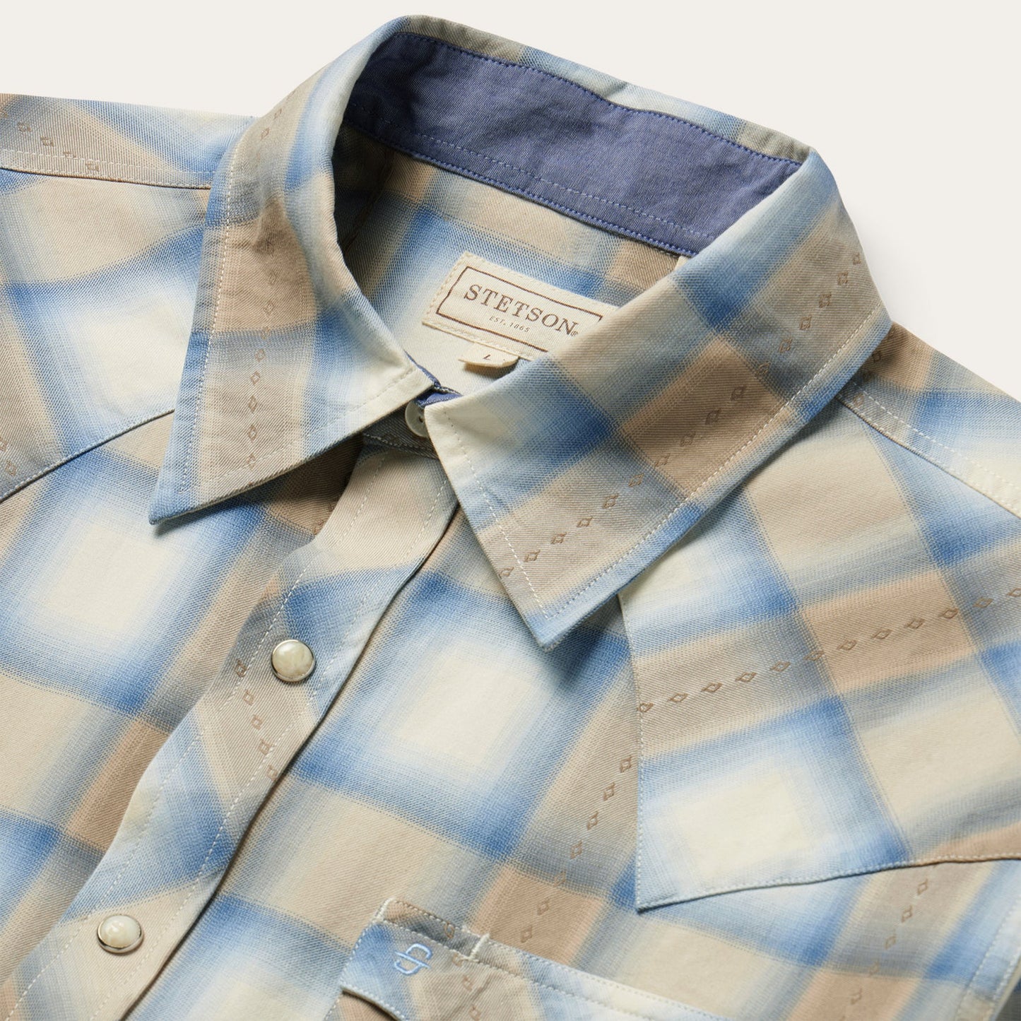 Sand Plaid Dobby Western Shirt Brown