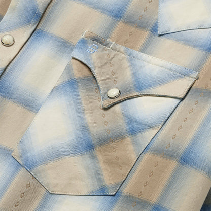 Sand Plaid Dobby Western Shirt Brown