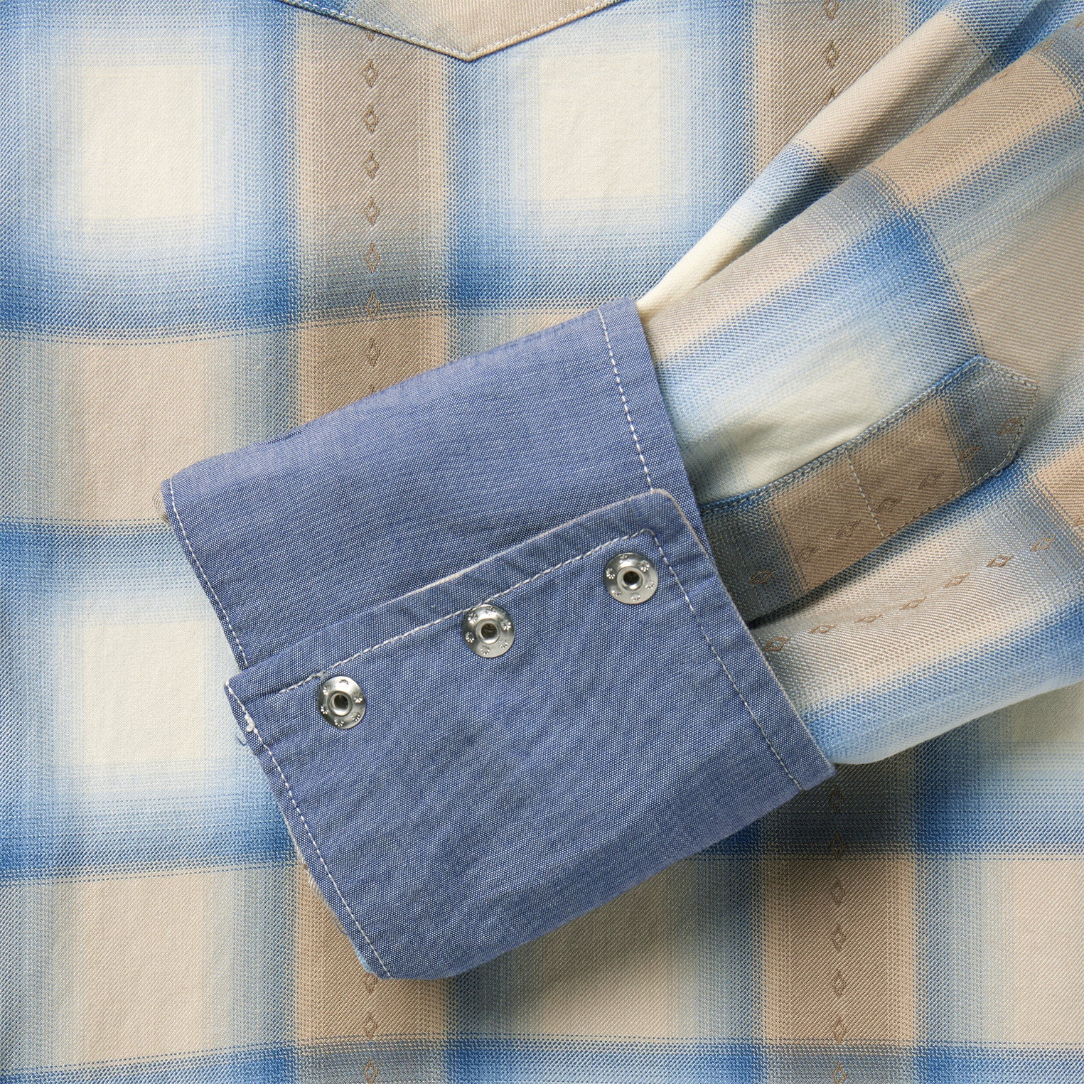Sand Plaid Dobby Western Shirt Brown