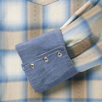 Sand Plaid Dobby Western Shirt Brown